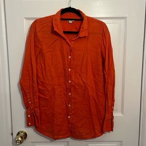 J. Crew coral 100% linen button down shirt